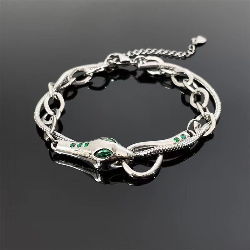 Brazalete de acero de titanio de empalme apilado de doble capa al por mayor